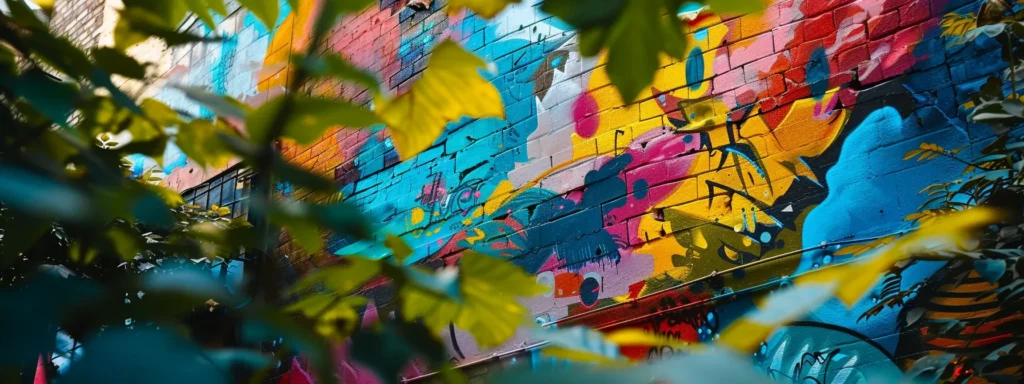 a vibrant mural covered in user-generated content ads, evoking a sense of community and connection.