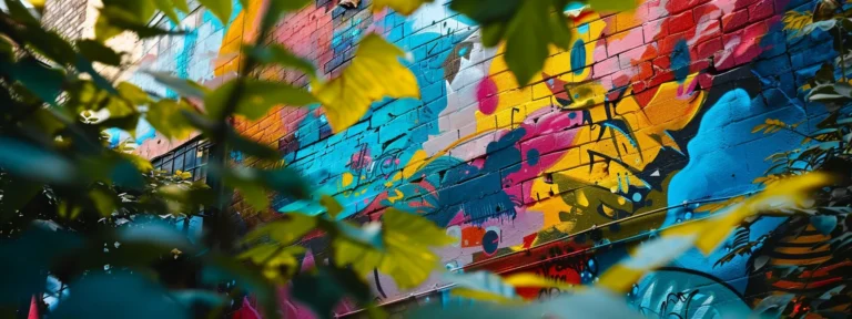 a vibrant mural covered in user-generated content ads, evoking a sense of community and connection.