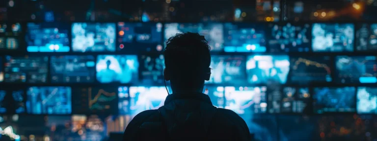 a person watching multiple screens displaying advanced ai video ads.