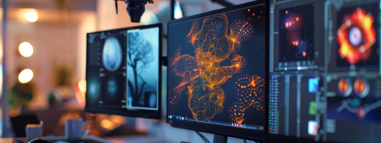 an ai-powered computer analyzing data to create targeted advertisements for a digital marketing campaign.
