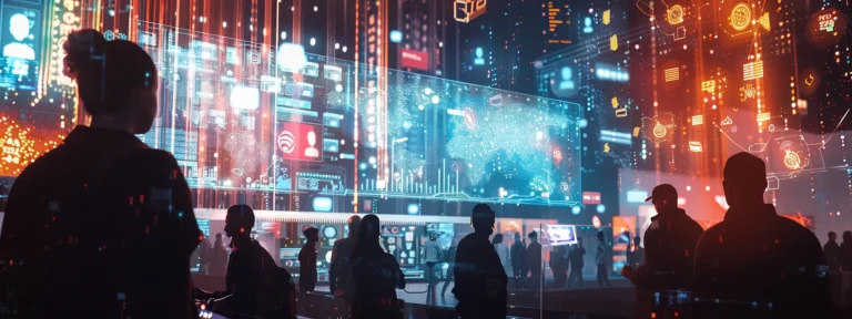 a bustling ad platform filled with dynamic graphs and charts showcasing the powerful impact of user-generated content analytics.