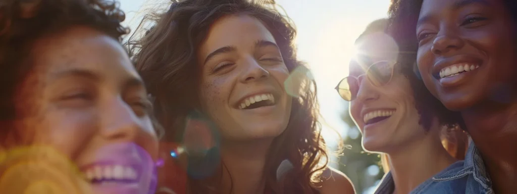 a diverse group of smiling young people engaging with a brand's products in various outdoor settings, capturing authentic and captivating user-generated content for social media advertisements.
