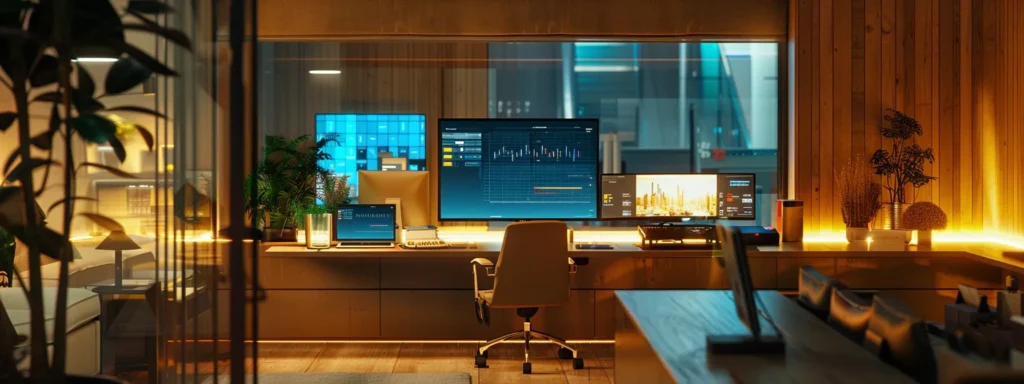 a sleek, futuristic ai algorithm analyzing consumer data on multiple screens in a modern, dimly lit office.