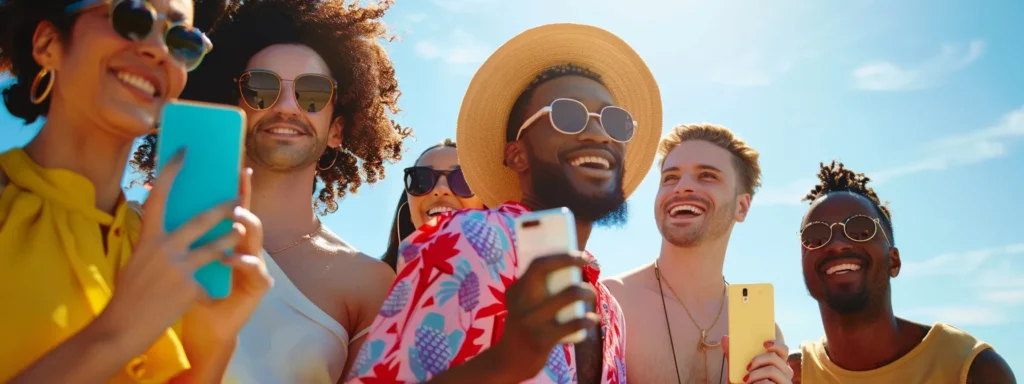 a diverse group of happy customers holding up and proudly displaying products purchased online, showcasing the success of ugc ads for boosting e-commerce brands.
