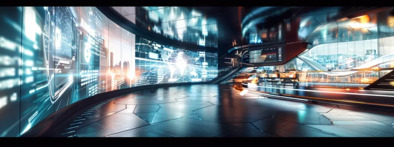 a futuristic robot seamlessly creating captivating advertisements on a sleek digital screen.