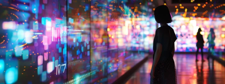 a futuristic ai interface displaying personalized ads based on user preferences, glowing with vibrant colors.