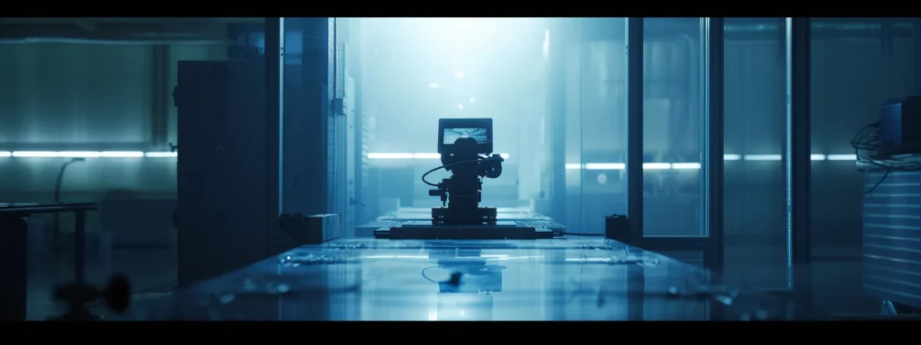 a futuristic ai robot creating dynamic advertisements with precision and speed in a sleek, high-tech laboratory.