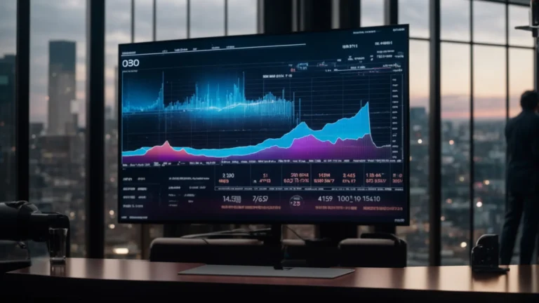 a futuristic display screen showing real-time data analytics enhancing ai-powered advertisements.