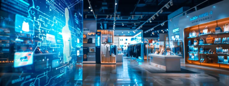 a futuristic holographic display showcasing personalized product recommendations leading to increased sales conversions.