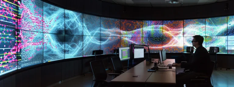 a marketer observing a large, intricate ai system analyzing customer data with precision.