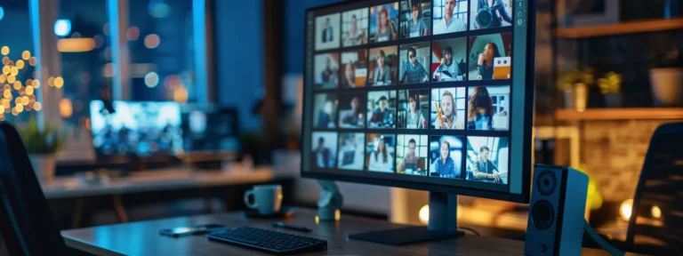 a sleek, modern computer screen displaying a variety of engaging social media posts created by content generation tools.