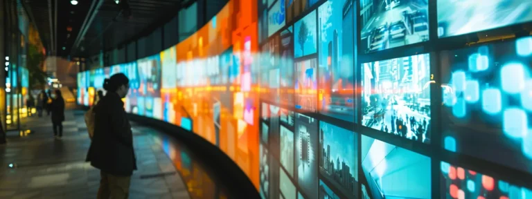 an eye-catching, futuristic display showcasing various ads with performance metrics influenced by machine learning technology.
