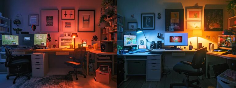 a dynamic split-scene showcasing a vibrant digital workspace filled with diverse user-generated content on one side, contrasting sharply with a traditional editing room accented by classic tools and printed materials on the other, illuminated by soft, warm lighting to enhance the dramatic difference in creation styles.