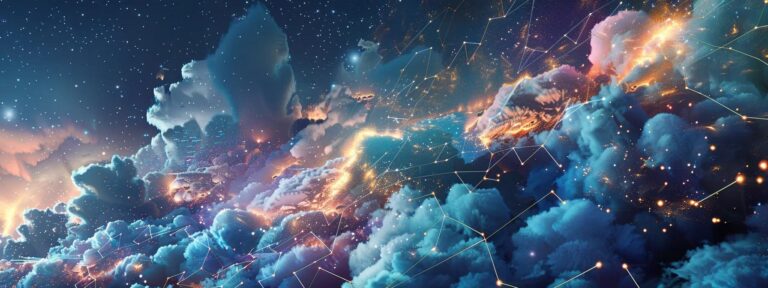 a thought-provoking illustration of a digital landscape, showcasing a complex web of interconnected ai elements battling against a backdrop of dark clouds symbolizing the significant challenges faced by ai in user-generated content today.