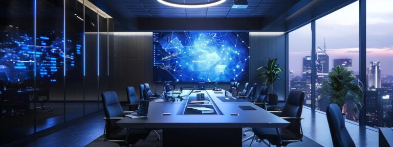 a sleek, modern workspace illuminated by natural light features a vibrant screen displaying captivating ai-generated visuals, embodying the future of content creation and innovative business strategies.