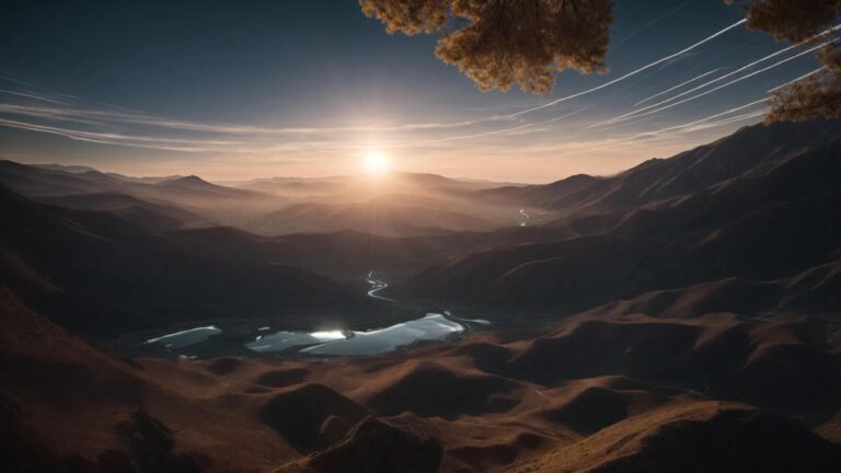 a thought-provoking landscape showcasing a vast digital realm filled with contrasting imagery representing various perspectives, illuminated by a dynamic interplay of light to symbolize the complexity and influence of bias in ai-generated content.