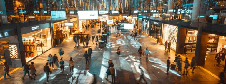 a bustling digital marketplace showcases diverse businesses engaging in vibrant, customized ai services, highlighting the dynamic interplay between personalization and pricing for varying company sizes under warm, inviting lighting.