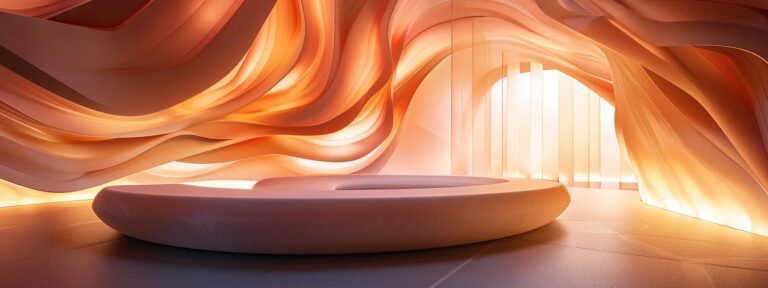 a captivating digital landscape showcasing a harmonious blend of vibrant colors and organic forms, symbolizing the seamless integration of ai-generated content with a brand's authentic voice and values.