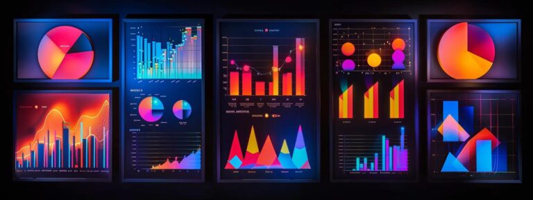 a captivating flat lay composition featuring vibrant charts and graphs representing diverse pricing structures of ai ad generators, illuminated with soft, natural lighting to emphasize the clarity of the comparisons.