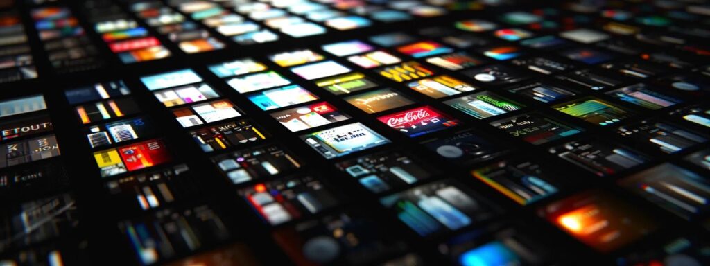 a dramatic close-up of a shadowy digital interface displaying an array of cryptic subscription fees, illuminated by a piercing spotlight that accentuates the hidden complexities lurking within ai-generated advertising tools.