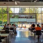 a dynamic business meeting unfolds in a modern conference room, showcasing diverse professionals engaged in a spirited discussion about ai-driven user-generated content, illuminated by bright natural light filtering through large windows.