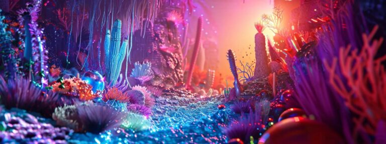 a dynamic digital landscape illustrating the transformative impact of ai-generated user content on enhancing website seo and organic reach, with vibrant colors and futuristic elements creating a sense of innovation and growth.