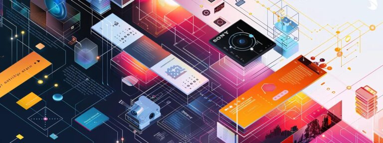 a dynamic graphic illustrating the evolution of ai ad generators through vibrant infographics, showcasing an engaging comparison of pricing, features, and output capabilities in a sleek, modern design.