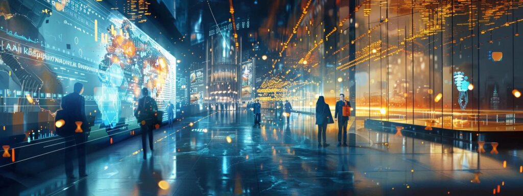 a dynamic illustration of a futuristic digital workspace, showcasing a vibrant array of ai-generated content seamlessly optimizing traditional content creation processes, bathed in warm, inviting lighting to emphasize innovation and efficiency.