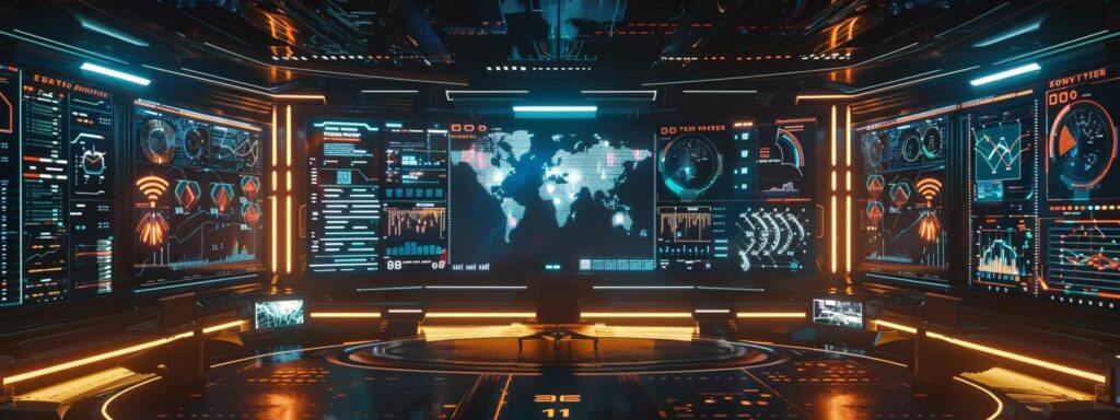 a dynamic scene of a glowing digital interface filled with vibrant charts and graphs, symbolizing cutting-edge ai ad optimization strategies in an engaging, futuristic setting.