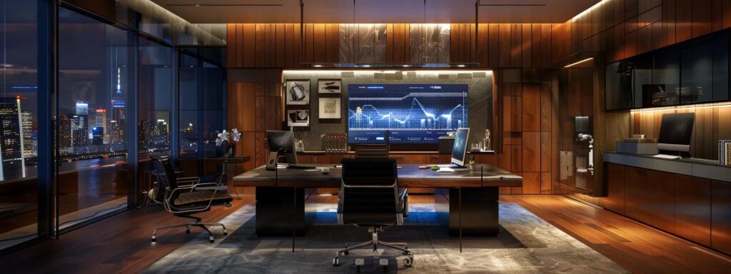 a sleek, modern digital workspace illuminated by soft ambient lighting, showcasing an engaging interface of an ai ad generator on a high-resolution screen, inviting exploration and experimentation.