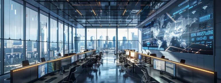 a sleek, modern workspace filled with vibrant digital screens showcasing diverse ai-generated advertisements, illuminated by soft natural light filtering through large windows, conveying the innovation and potential of ai in business marketing.
