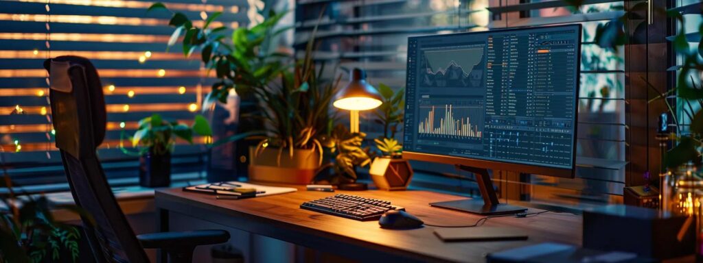 a sleek, modern workspace illuminated by soft natural light highlights a vibrant digital interface showcasing an ai ad generator, symbolizing the promise of free trials and money-back guarantees.