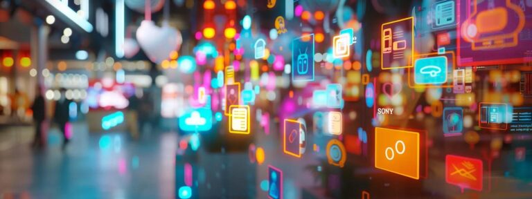 a vibrant and dynamic composition showcasing a digital marketplace bustling with diverse ai ad generators, each represented by colorful, eye-catching icons and pricing tags, illuminated by sleek, modern lighting to emphasize innovation and competition.