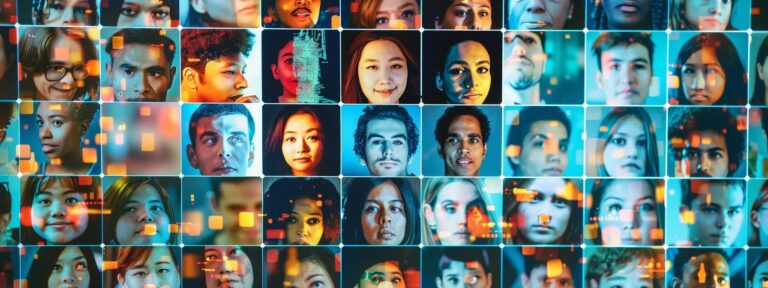 a vibrant collage of diverse audience faces, each displaying varying emotions of confusion, frustration, and curiosity, set against a backdrop of colorful digital advertisements that fail to resonate, illuminated by soft, inviting lighting that emphasizes the disconnect.