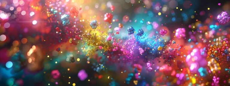 a vibrant digital landscape filled with interconnected nodes of data pulsating with color, symbolizing the dynamic features of ai ad generators that drive impactful advertising campaigns.