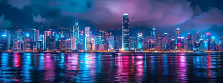 a vibrant digital landscape showcases a futuristic city skyline illuminated by glowing screens displaying successful ai-generated advertisements, symbolizing the seamless integration of technology and entrepreneurship.