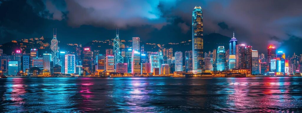 a vibrant digital landscape showcasing a futuristic city skyline, with sleek advertisements illuminating the environment, symbolizing the transformative power of ai in the advertising industry.