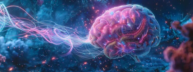 a vibrant digital landscape showcases a powerful ai brain intertwined with flowing data streams, symbolizing the transformative impact of ai ads surpassing traditional marketing methods.