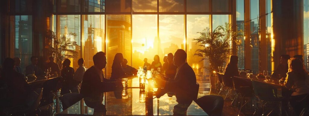 a vibrant, visually engaging scene showcasing a diverse group of professionals collaborating around a sleek conference table, immersed in a discussion about innovative ai ugc solutions, illuminated by soft, natural light filtering through large windows.