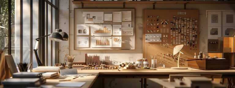 an intricate workspace bathed in warm, natural light, showcasing a diverse selection of subscription model charts and ai-generated content examples, inviting exploration and creativity.