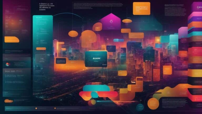 a vivid, detailed infographic illustrating the intricate layers and components of ai-driven user-generated content implementation costs, featuring bold colors and clear visual data representations.